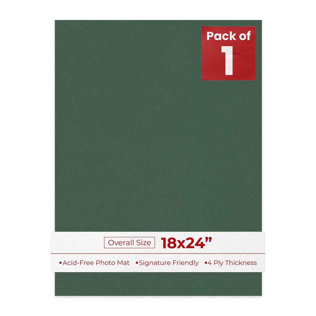 Hunter Green 18x24 Uncut Mat Board - Blank Sheets, No Opening